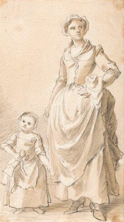 Frau und Kind mit Puppe von Paul Sandby